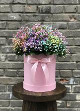 Цветочная композиция из Гипсофила и Розы в шляпной коробке #REPLACE_PRED# Круглолесском
