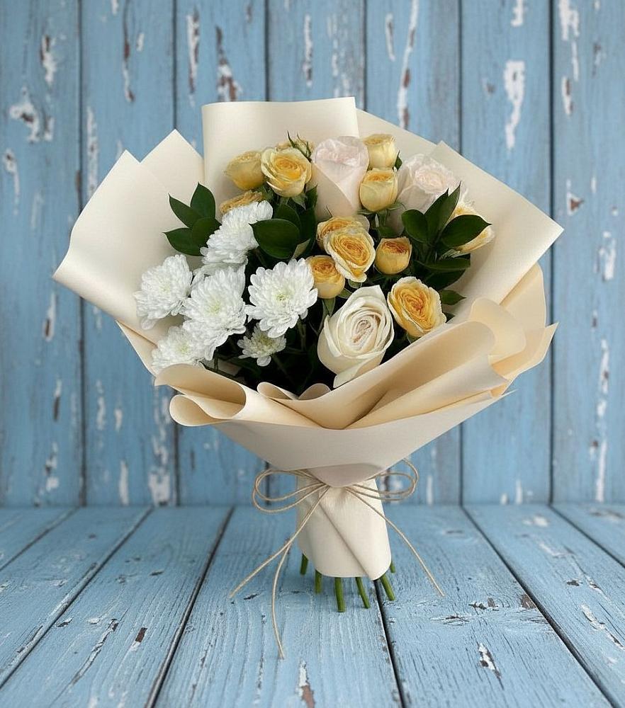 Букет цветов из: Розы и Хризантемы в Круглолесском