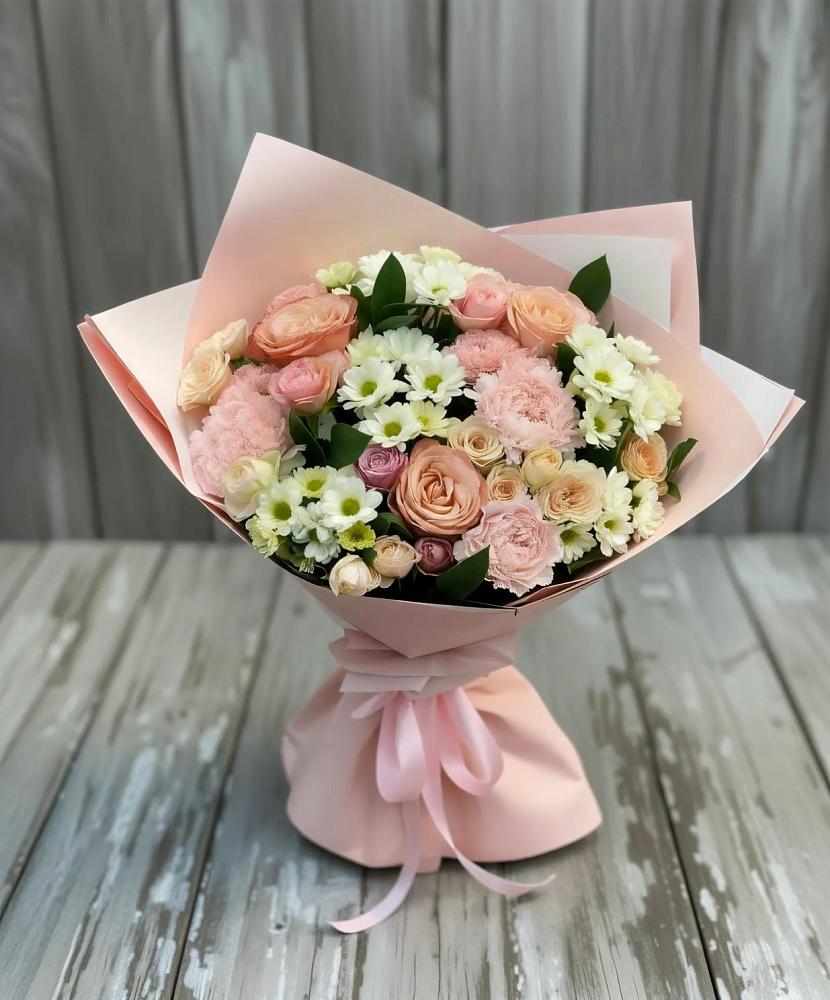 Букет цветов из: Гвоздики, Розы и Хризантемы в Круглолесском