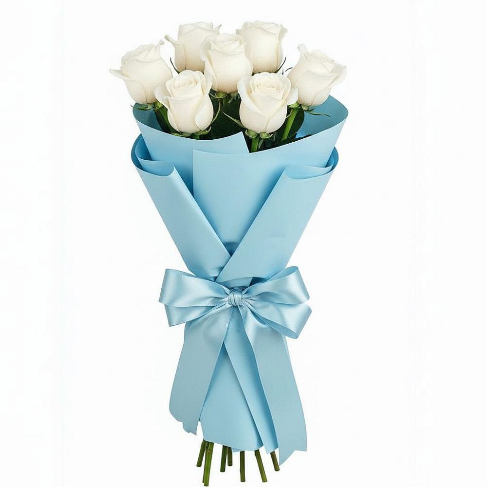 Букет 7 белых роз Проуд в Круглолесском
