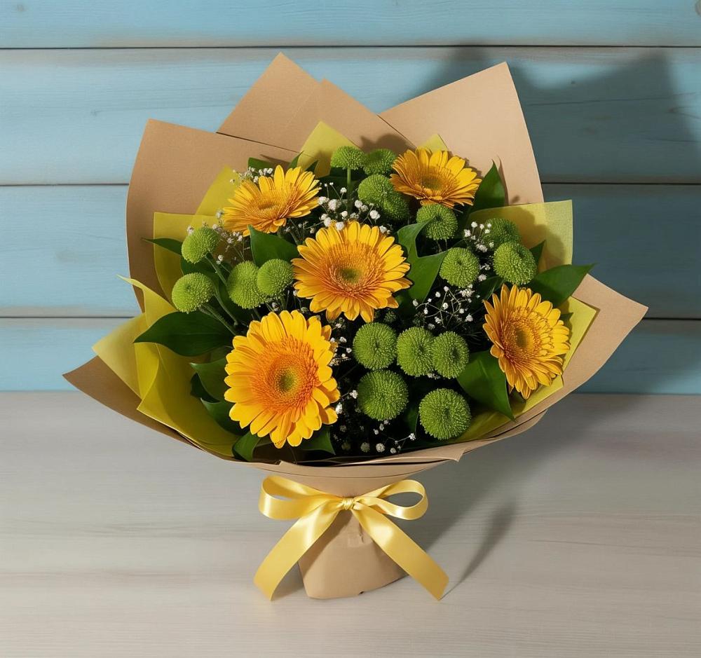 Букет цветов из: Герберы и Хризантемы в Круглолесском