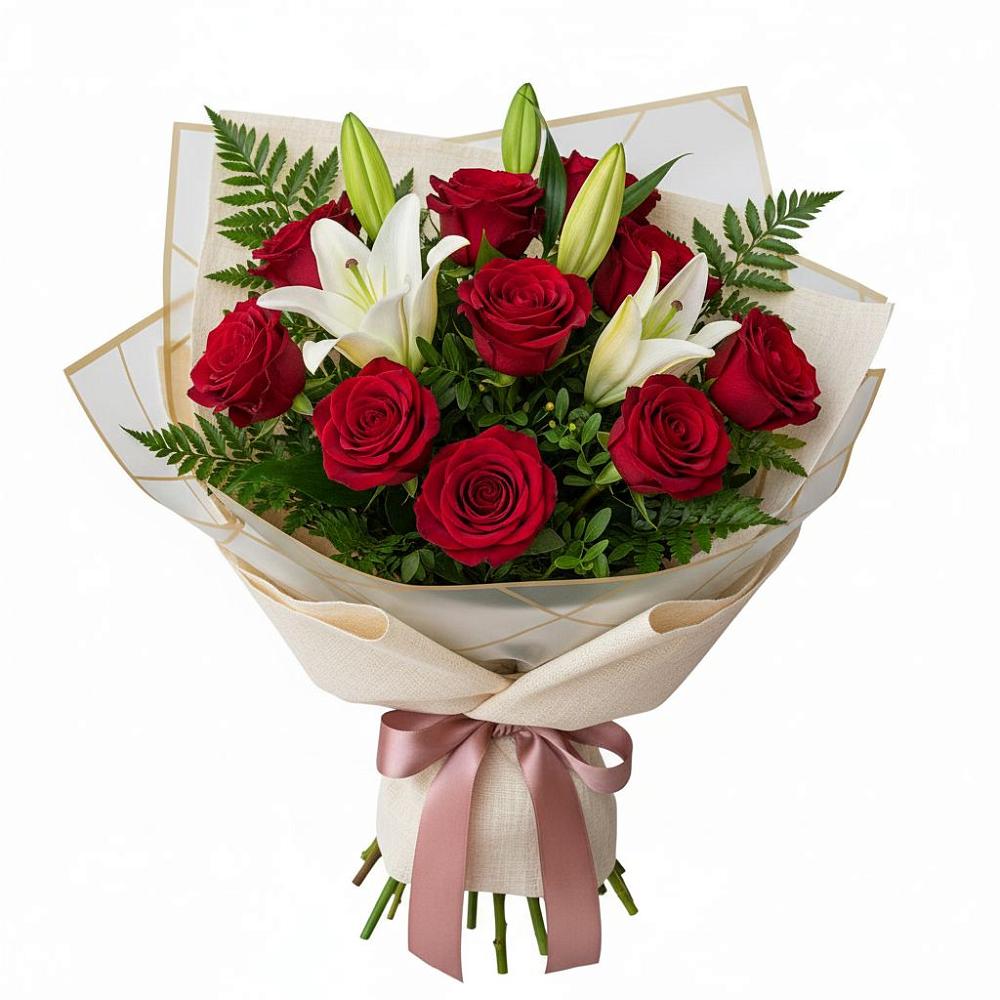 Букет цветов из: Лилии и Розы в Круглолесском