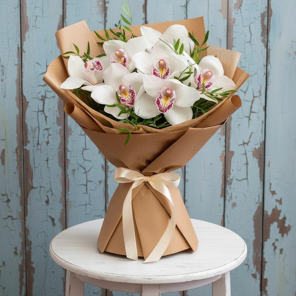 Букет цветов из: Орхидеи и Розы в Круглолесском