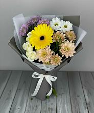 Букет цветов из:  Розы, Герберы и Хризантемы в Круглолесском