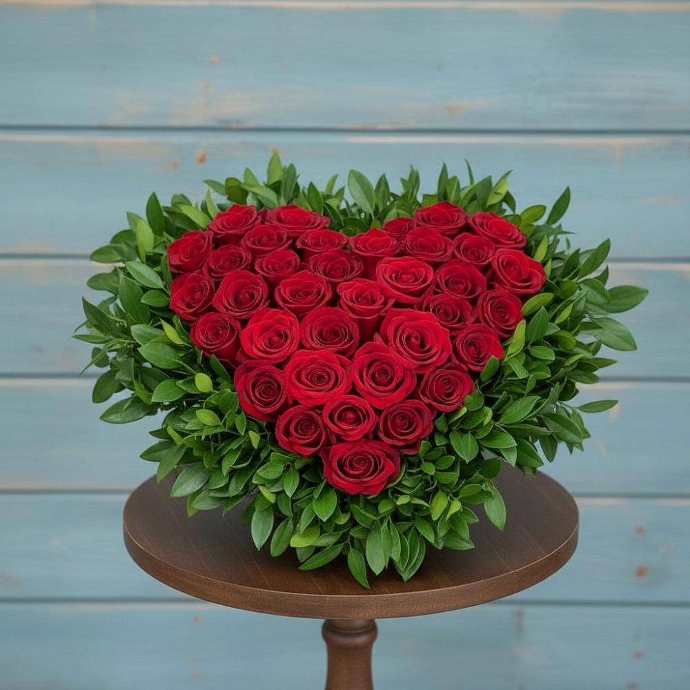 Цветочная композиция из Розы в виде сердца в Круглолесском