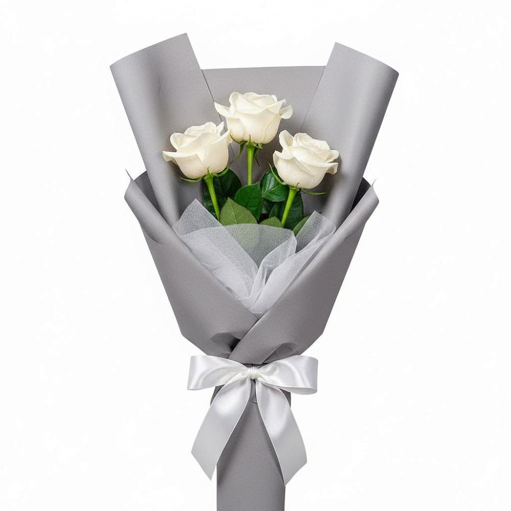 Букет 3 белые розы в Круглолесском