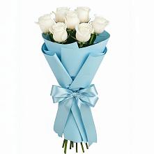 Букет 7 белых роз Проуд в Круглолесском