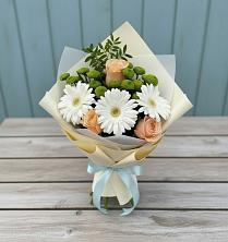 Букет цветов из:  Герберы, Розы и Хризантемы в Круглолесском