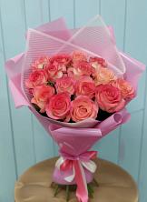 Букет 15 Розовых роз Равель в Круглолесском