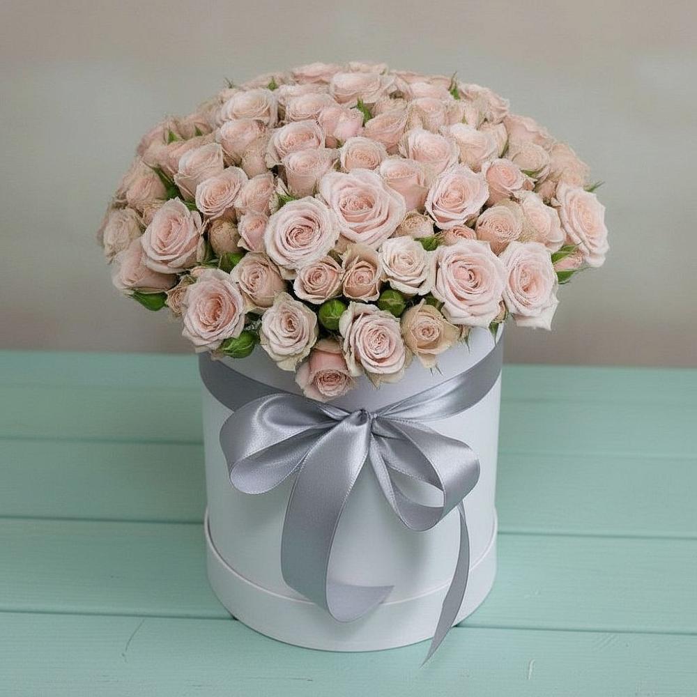 Цветочная композиция из Розы в шляпной коробке в Круглолесском